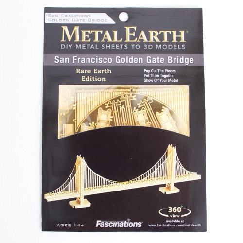 Metal Earth, Gold, 3D Model Kits, Metal, Gifts, Gold Golden Gate Bridge, 2350